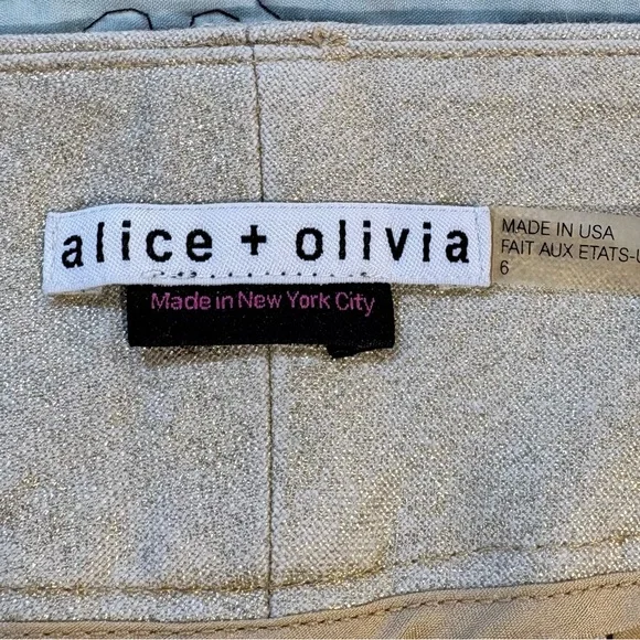 Alice + Olivia Metallic Gold Linen-Blend Cuffed Chino Shorts Sz 6🧡 - Picture 9 of 11